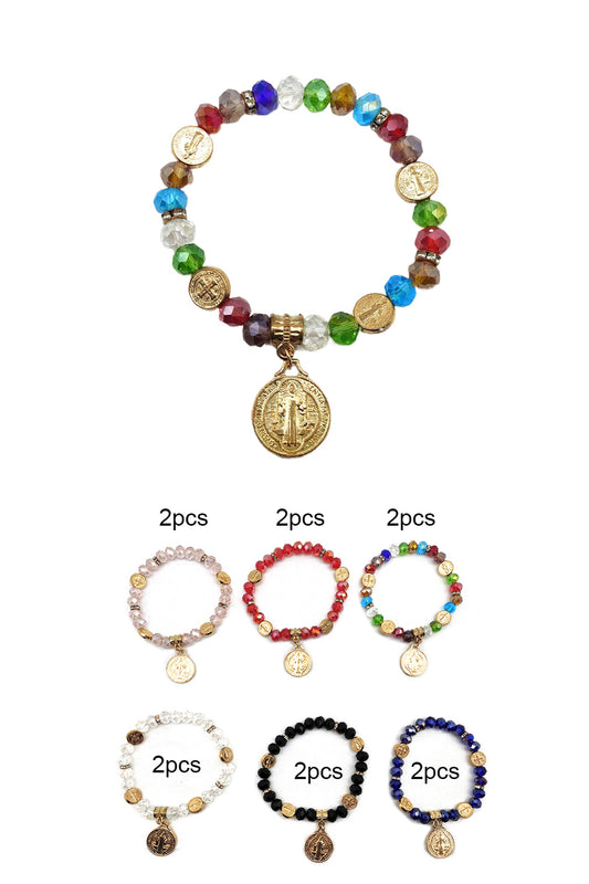 Religious Beaded Elastic Bracelet