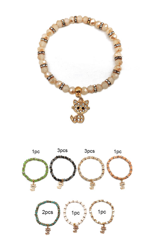 Cat Beaded Elastic Bracelet