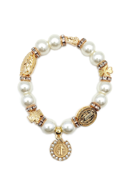 Religious Beaded Stretch Bracelet