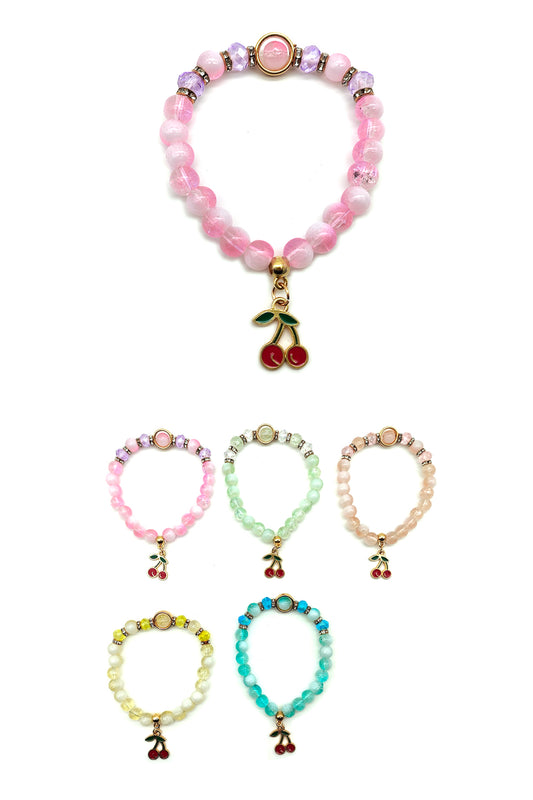 Cherry Beaded Stretch Bracelet