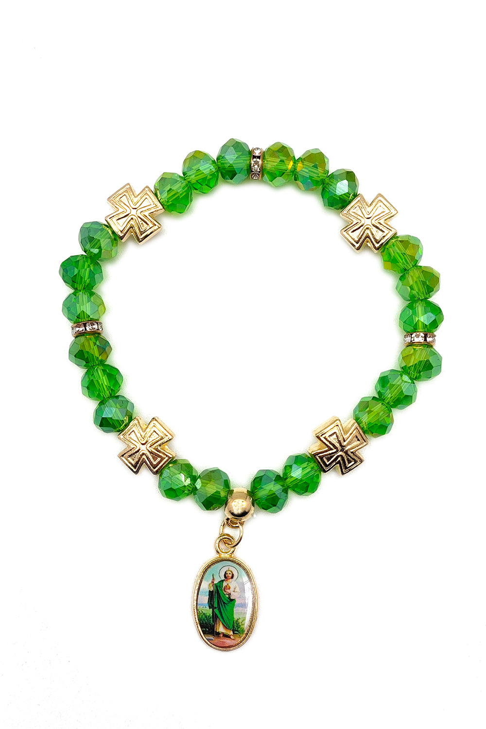 San Judas Tadeo Beaded Stretch Bracelet