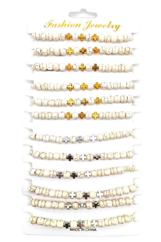 Cross Beaded Adjustable Thread Bracelet