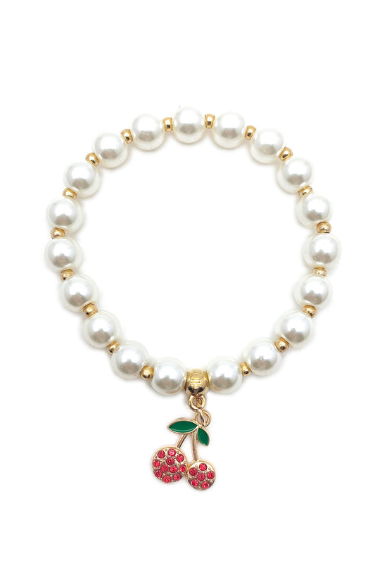 Cherry Design Beaded Stretch Bracelet