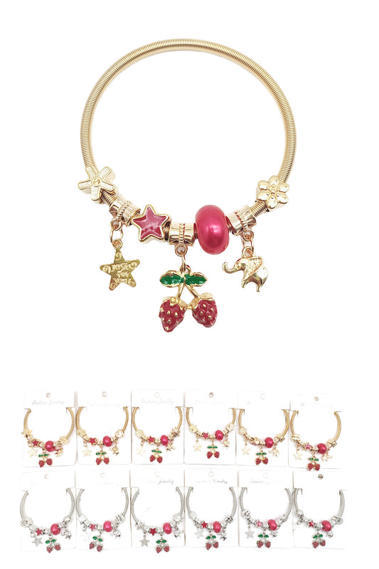 Strawberry Design Charms Stretch Bracelet