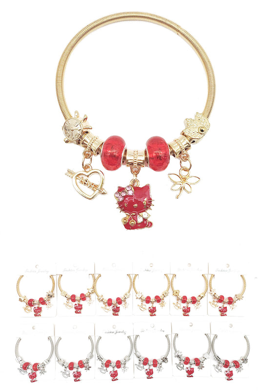 Cat Design Charms Stretch Bracelet