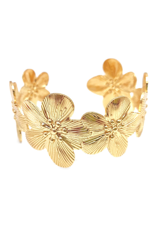 Gold Flower Cuff Bangle