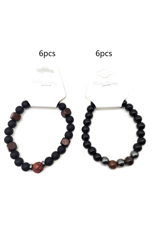 Black Beaded Wooden  Bracelet