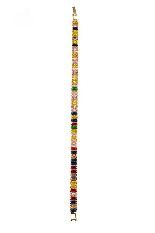 Multi-Color Gold Dipped  Baguette Bracelet