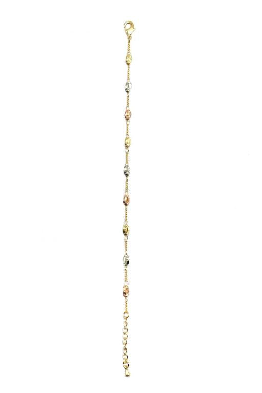 Tri-Color Beaded Gold Dipped Bracelet