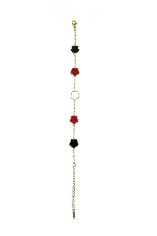 Multi Color Stainless Steel Clover Bracelet