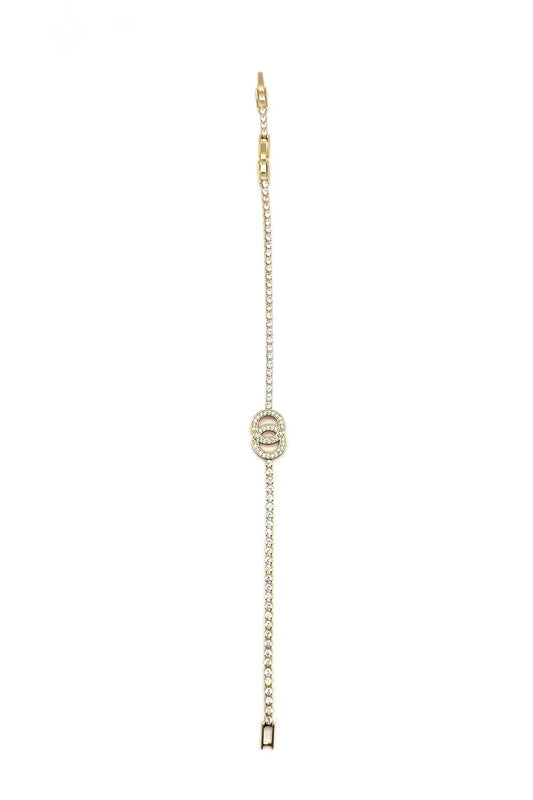 Gold Interlocking Circles Rhinestone Bracelet