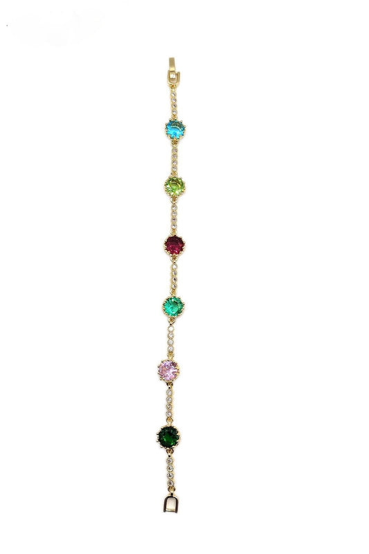 Multi-Color Stainless Steel Baguette Bracelet