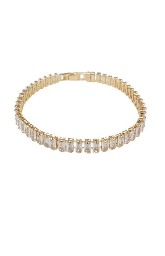 Gold Stainless Steel Rhinestone Bracelet