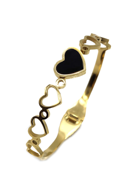 Gold Stainless Steel Heart Design Bracelet