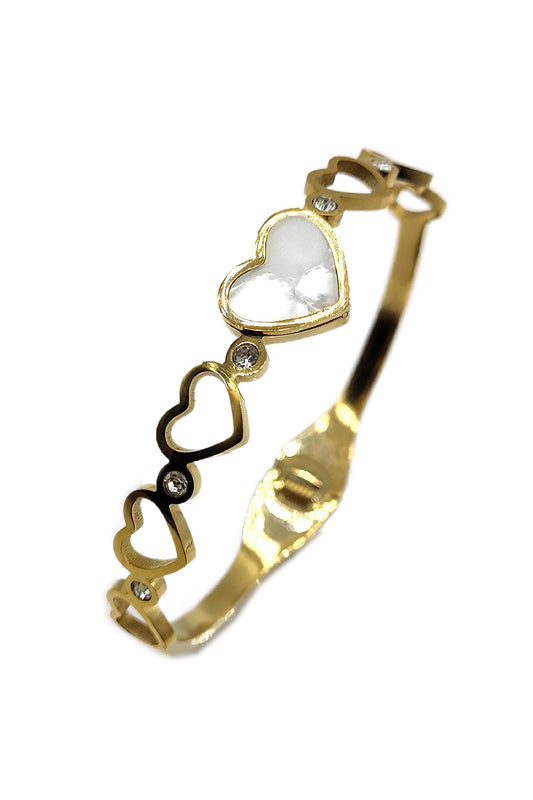 Gold Stainless Steel Heart Design Bracelet