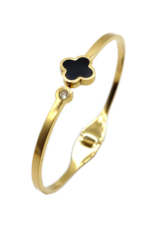 Gold Stainless Steel Clover Design Bracelet