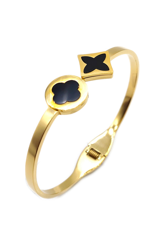 Gold Stainless Steel Clover Design Bracelet