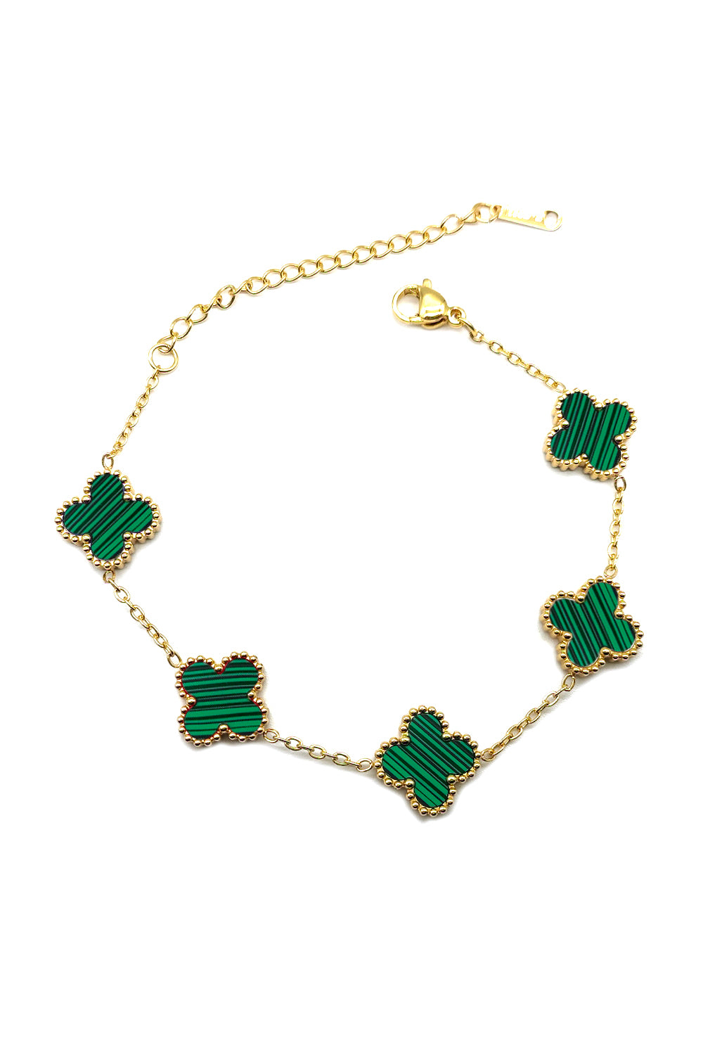 Green Flower Design Stainless Steel Bracelet