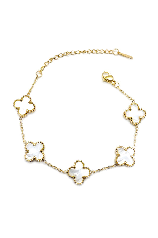 White Flower Design Stainless Steel Bracelet