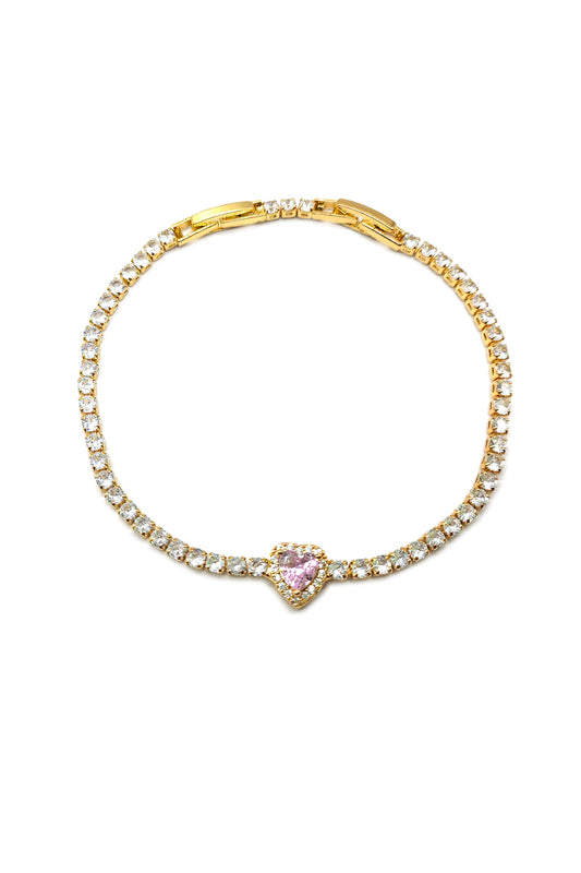 Rhinestone Heart Design Bracelet