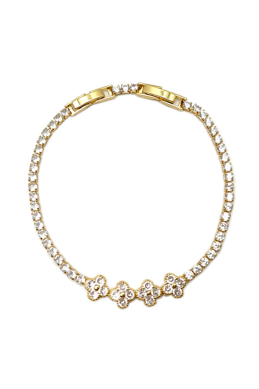 Clover Design Rhinestone Bracelet