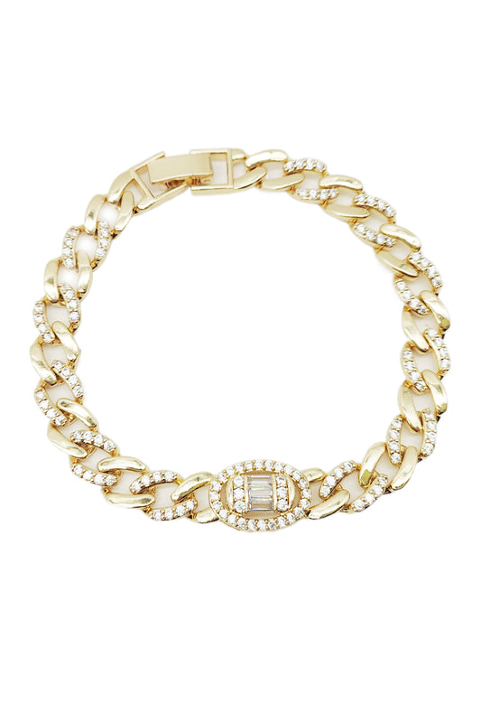 Gold Rhinestone Chain Bracelet