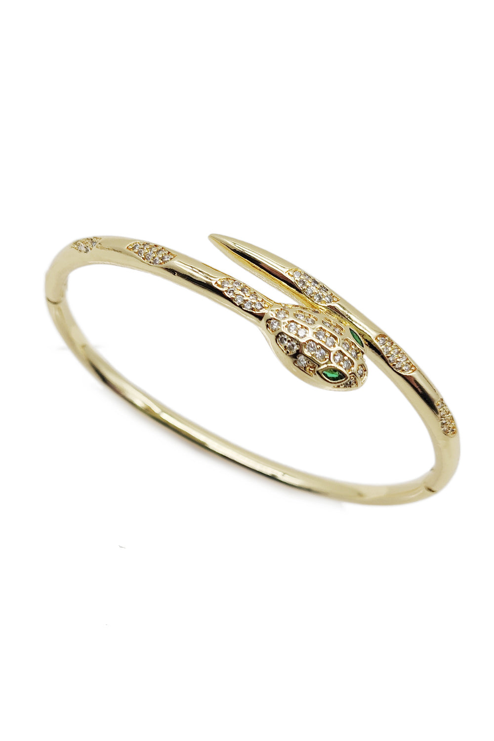 Gold Rhinestone Snake Bangle