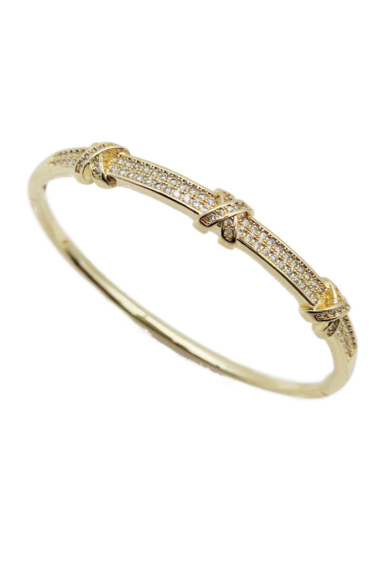 Gold Rhinestone Triple X Bangle