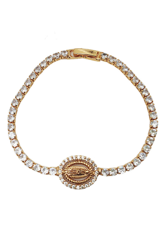Religious Gold Rhinestone Bracelet