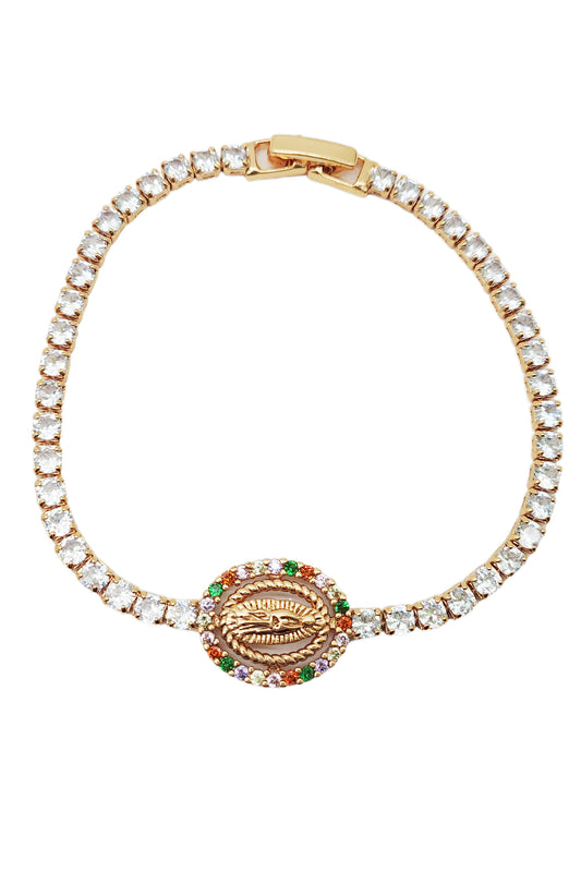 Religious Gold Rhinestone Bracelet