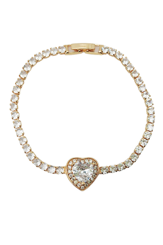 Heart Design Gold Rhinestones Bracelet