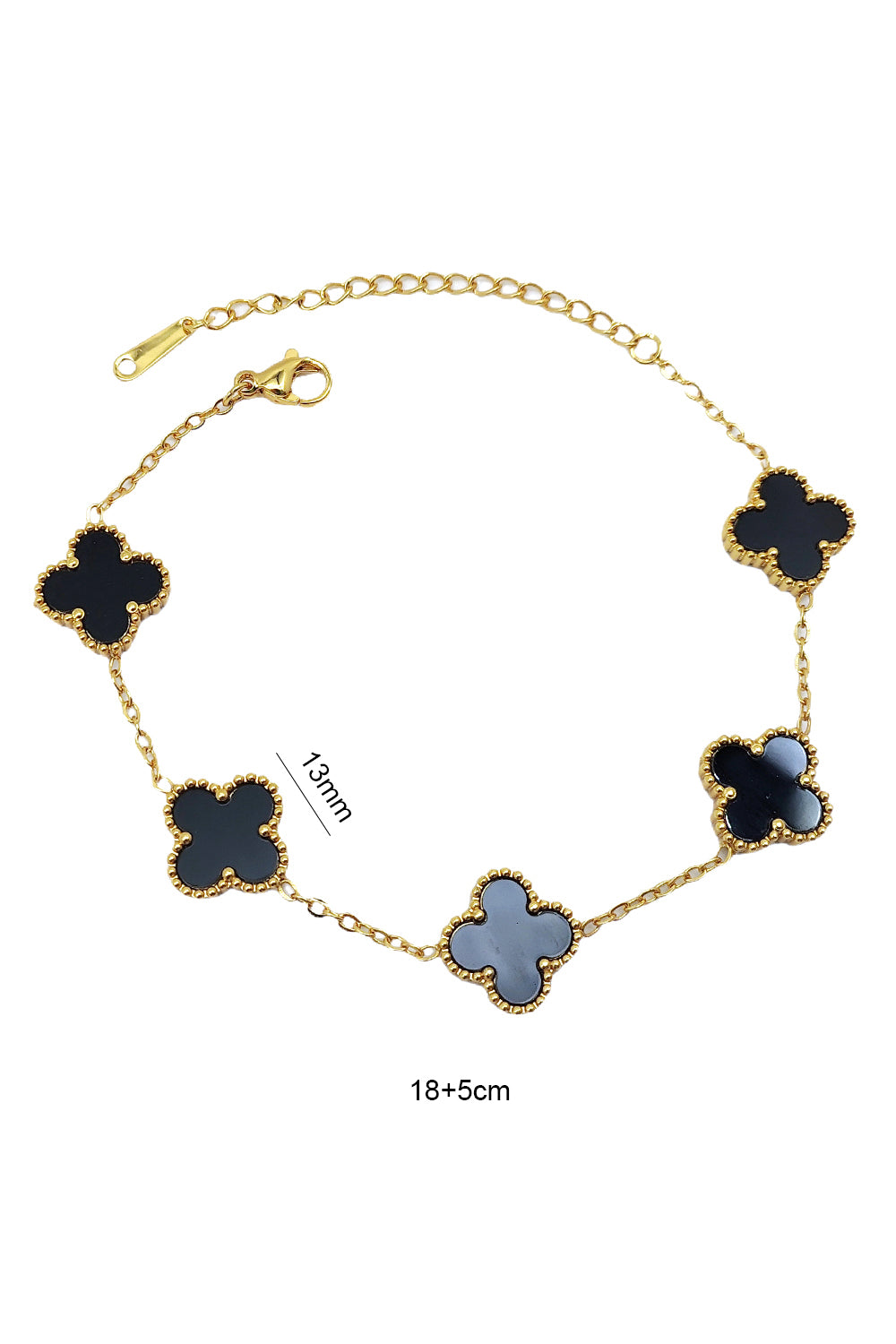 Stainless Steel Black Clover Bracelet