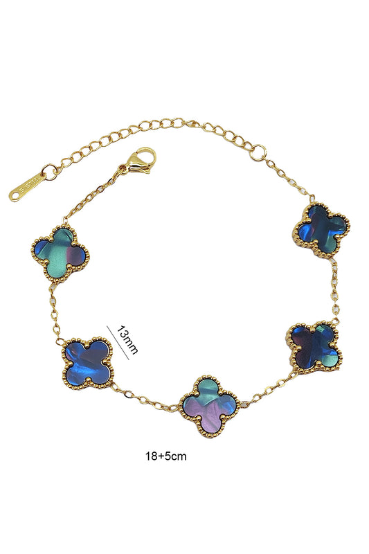 Stainless Steel Blue Clover Bracelet