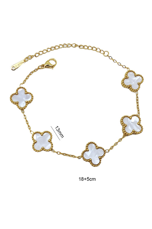 Stainless Steel White Clover Bracelet