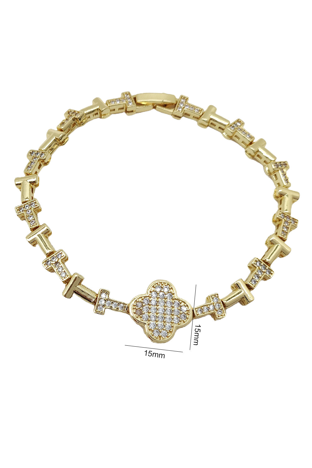 Stainless Steel Clover Rhinestone Bracelet