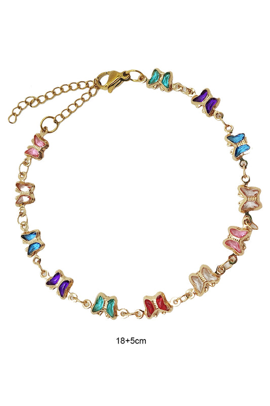 Stainless Steel CZ Stone Butterfly Bracelet