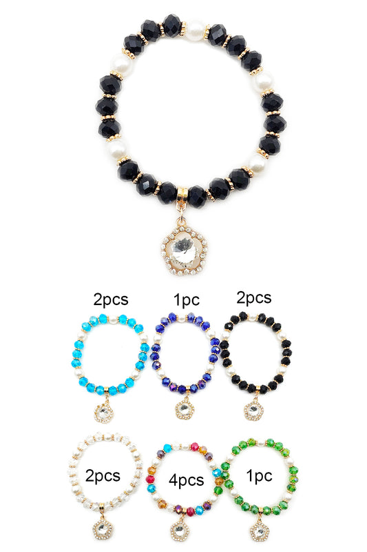 Flower Beaded Stretch Bracelet