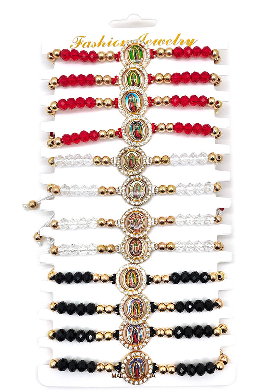 Virgen De Guadalupe Beaded Thread Bracelet