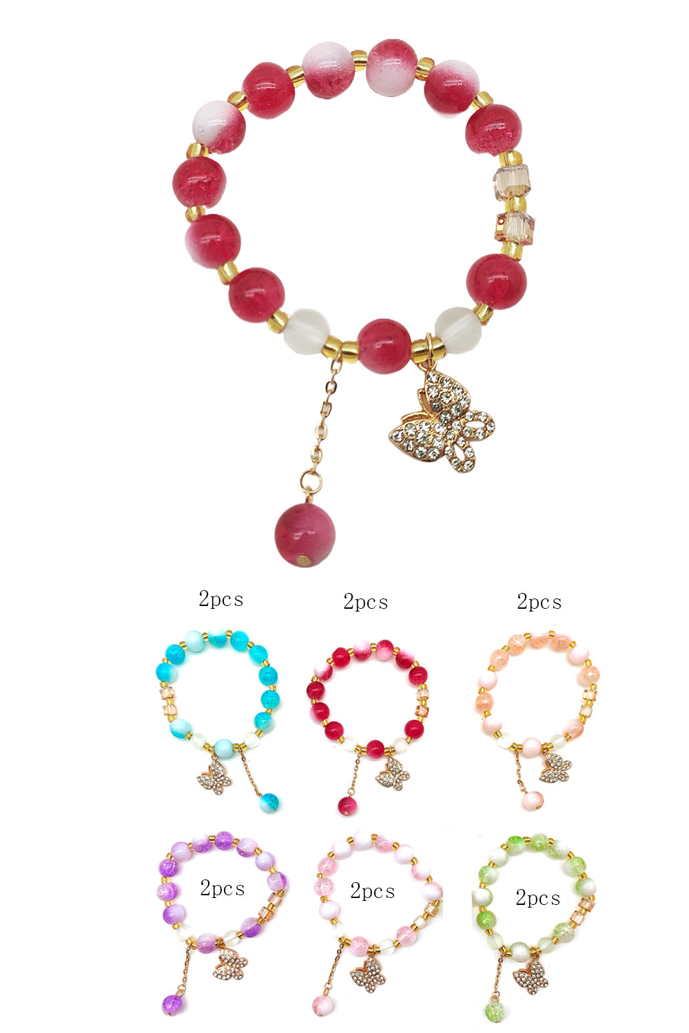 Butterfly Beaded Stretch Bracelet