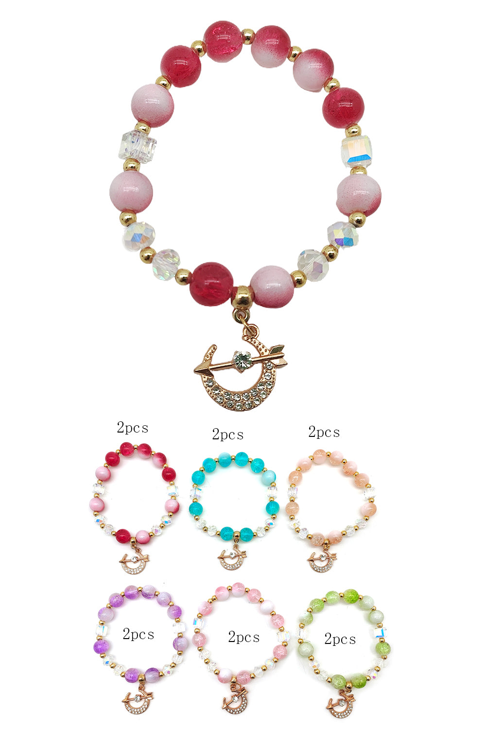 Moon Design Beaded Stretch Bracelet