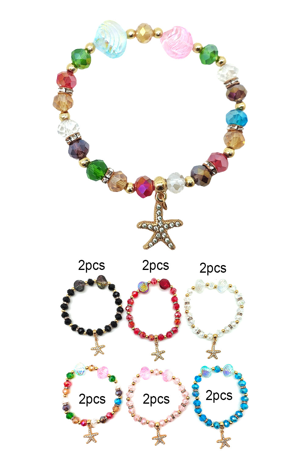 Starfish Beaded Stretch Bracelet