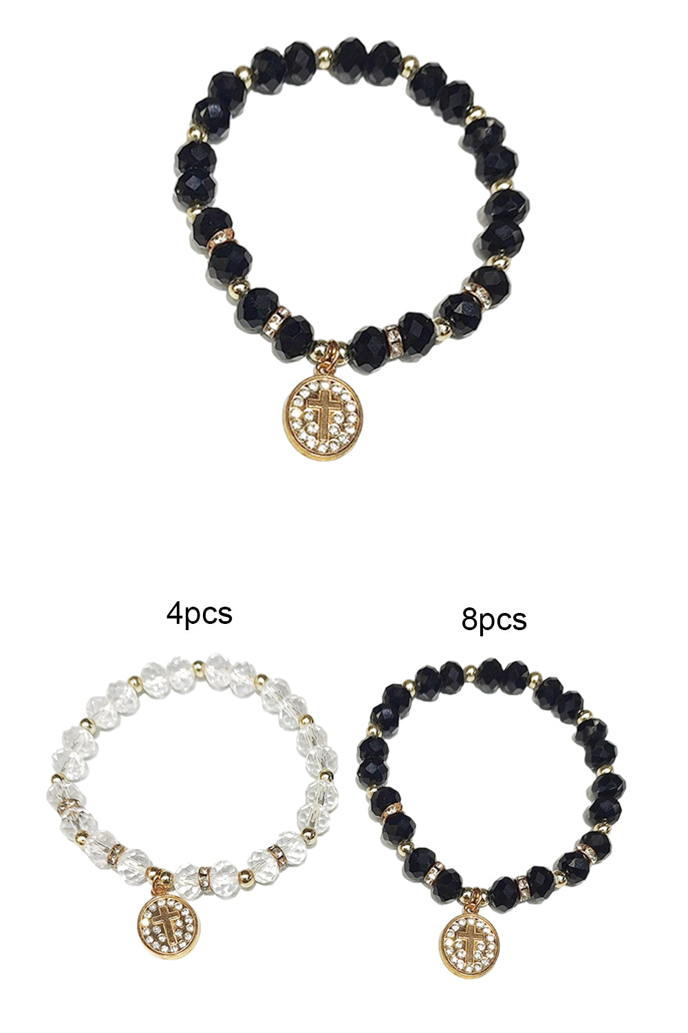 Cross Beaded Stretch Bracelet