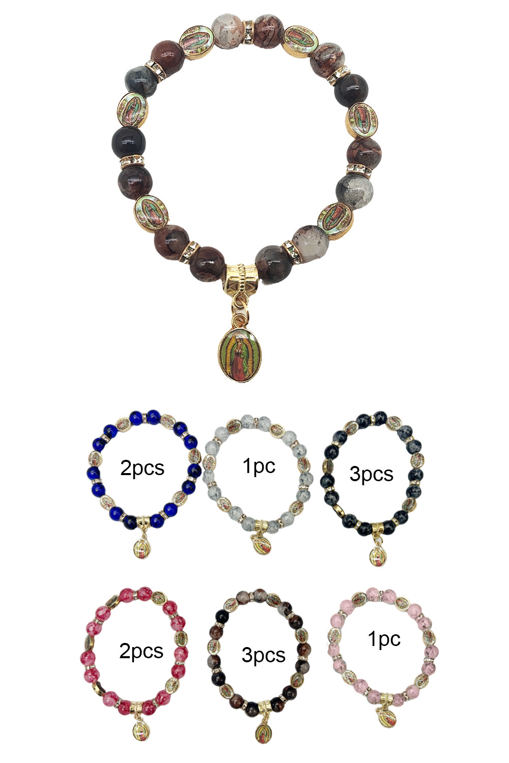 Virgen De Guadalupe Beaded Stretch Bracelet