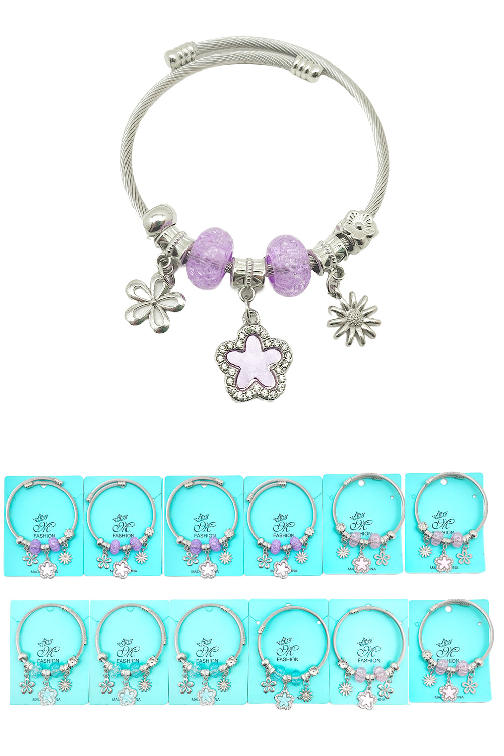 Flower Charms Beaded Bracelet