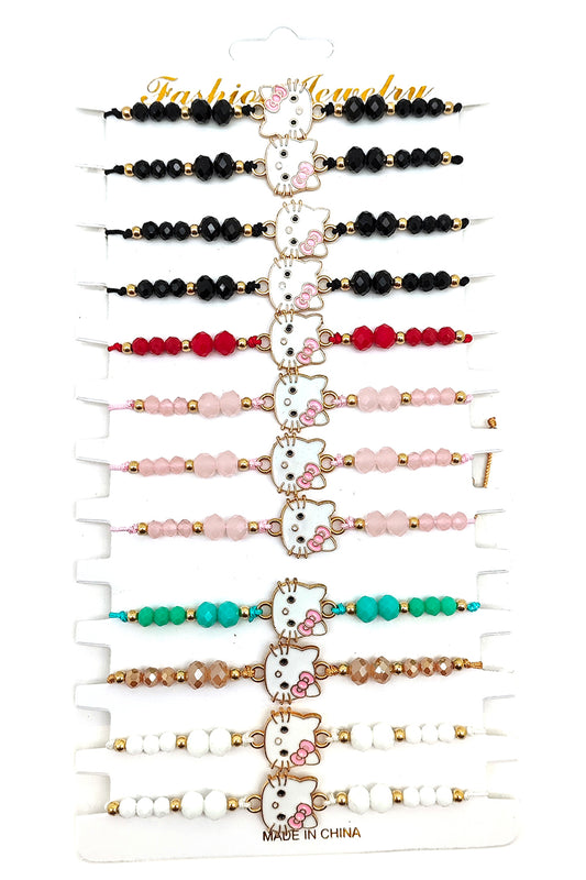 Cat Design Beaded Adjustable Bracelet