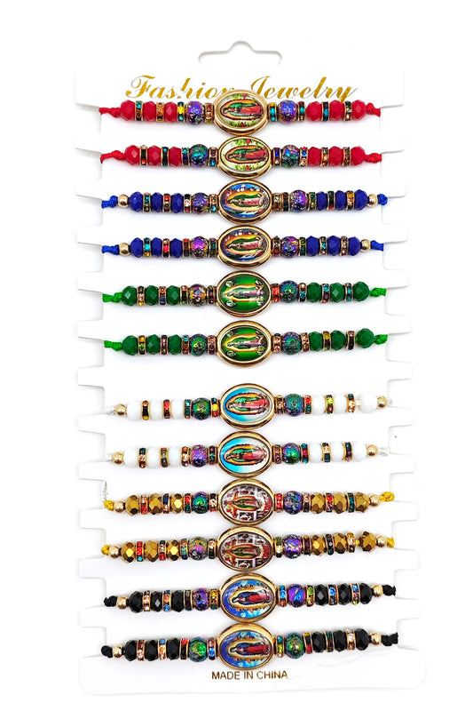 Virgen DE Guadalupe Beaded Adjustable Bracelet