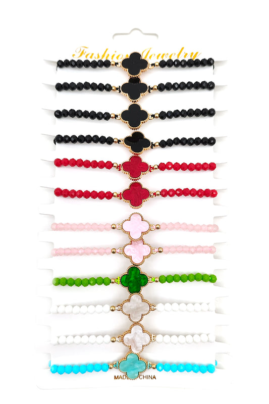 Clover Design Beaded Adjustable Bracelet