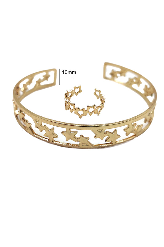 Star Design Cuff Bracelet & Ring