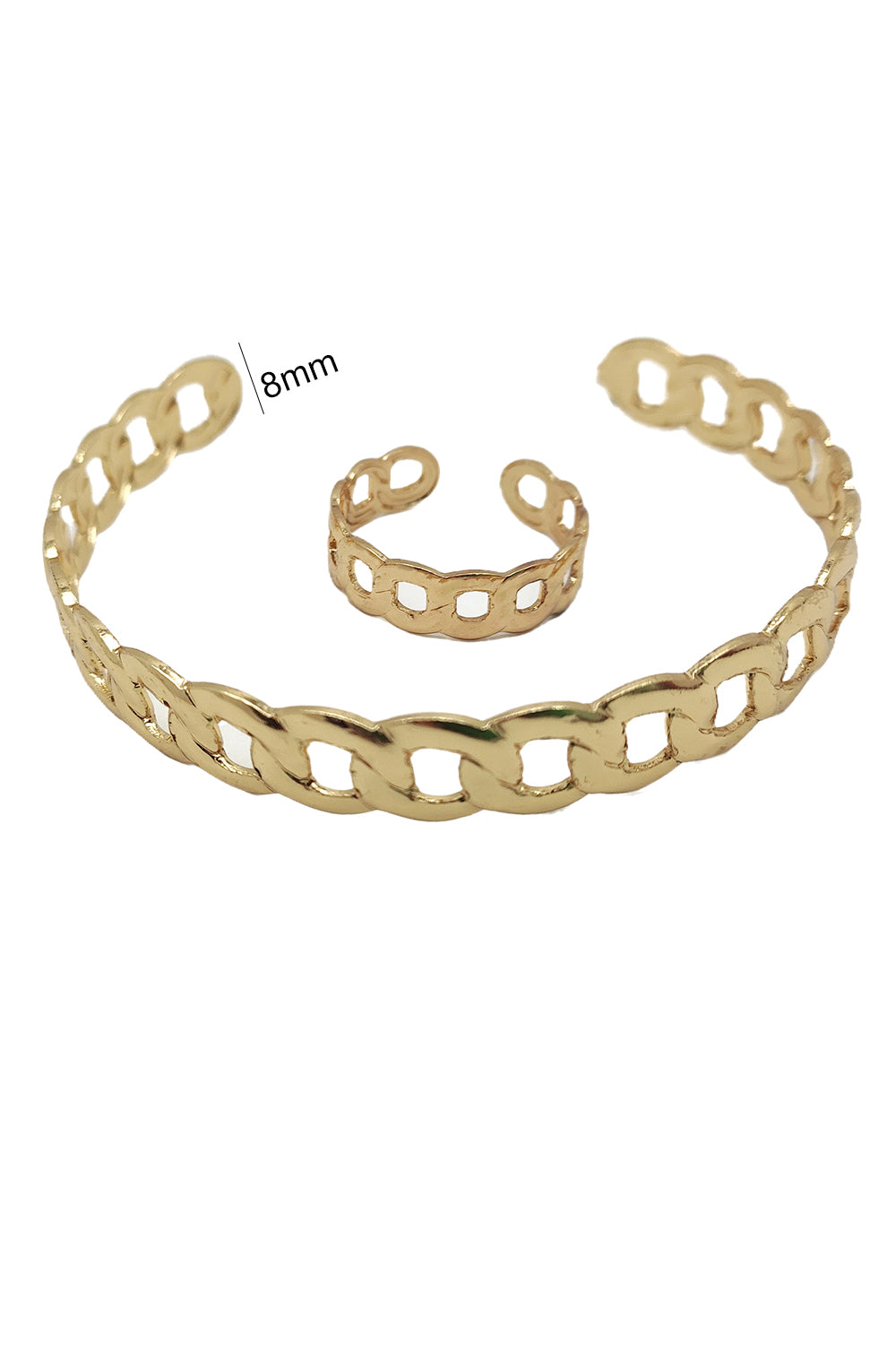 Chain Link Cuff Bracelet & Ring