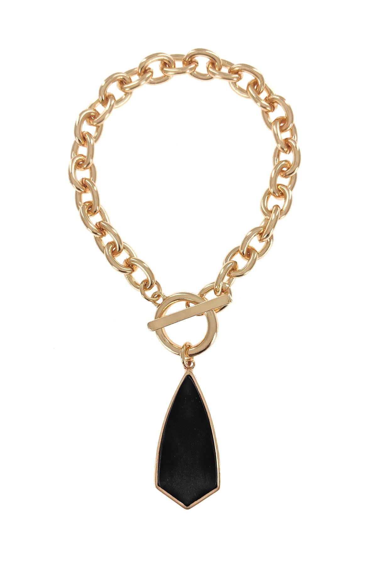 Black Semi Precious Stone Toggle Link Bracelet